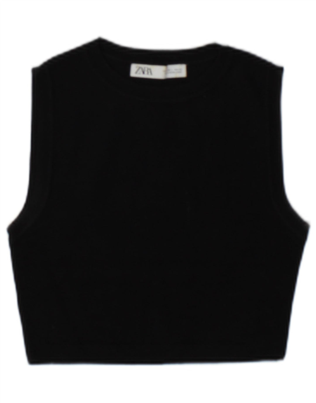 Zara Womens Crop Vest Top UK 14 Grande Viscose Preta