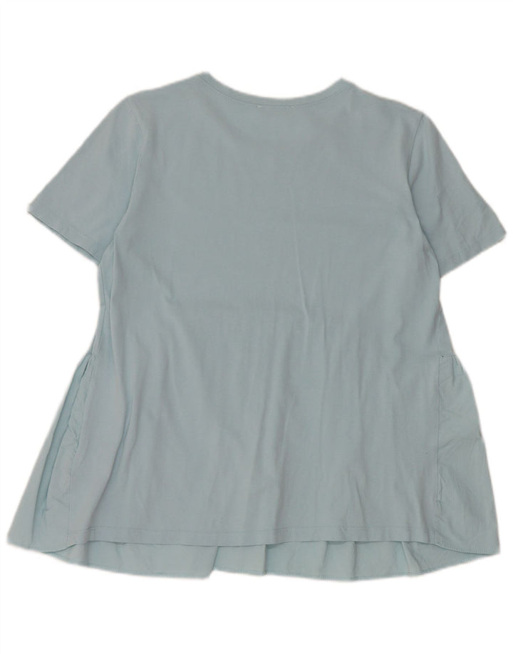 Blusa feminina Zara Top UK 12 algodão azul médio