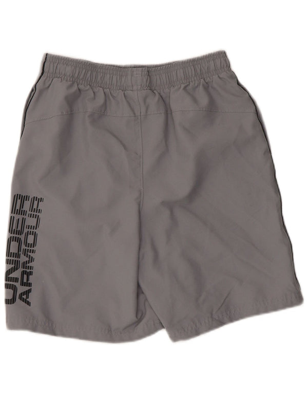 Shorts esportivos gráficos Under Armour Boys Heat Gear 11-12 anos grandes cinza
