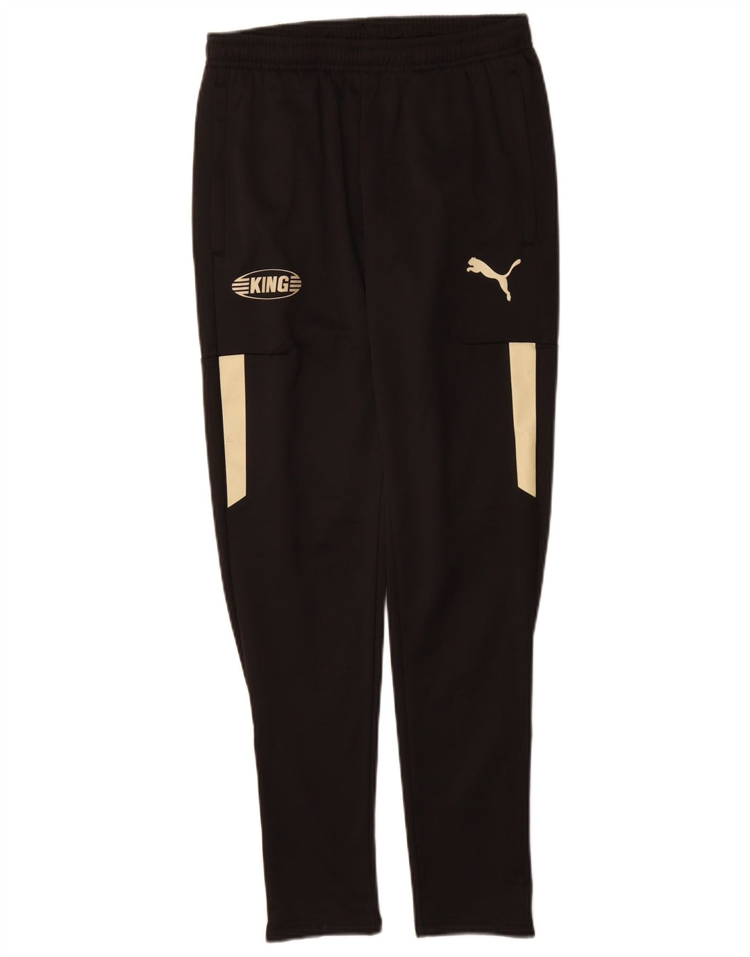 Calça de treino masculina Puma Graphic, pequena, preta, colorida, poliéster