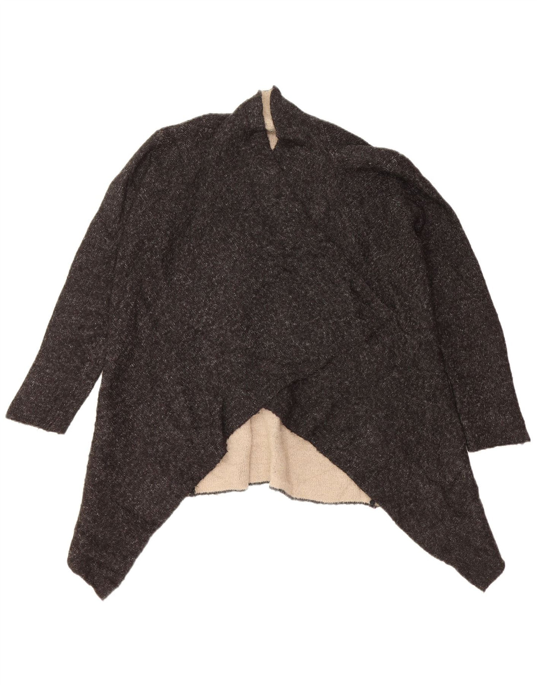 Zara Suéter Cardigan Aberto Feminino Reino Unido 16 Grande Acrílico Preto