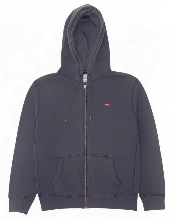 Suéter masculino com capuz e zíper Levi's médio azul marinho algodão