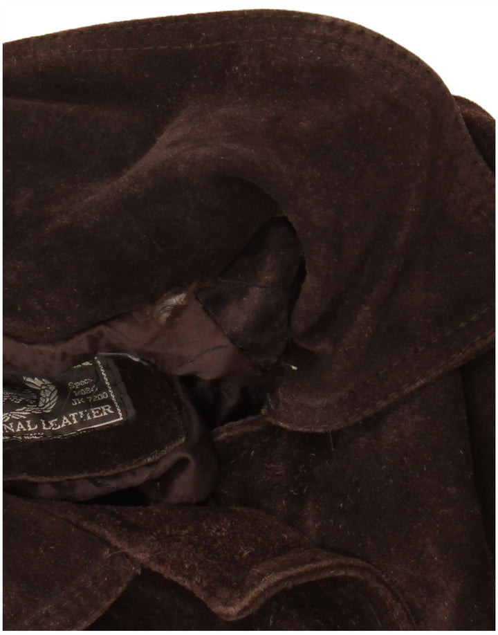 Sobretudo feminino vintage de camurça grande UK 20 2XL marrom