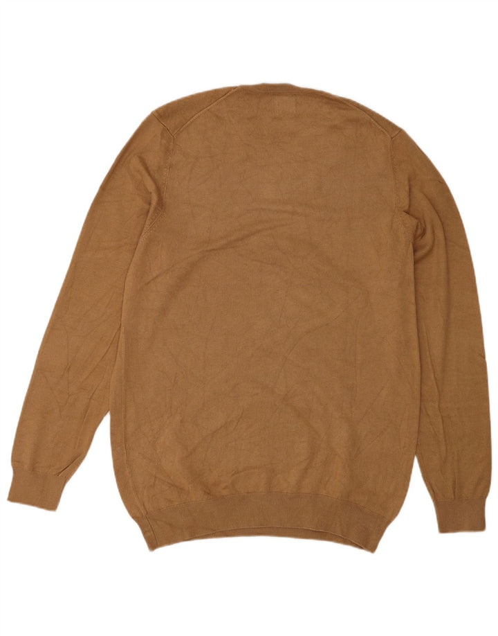 Zara Suéter masculino com gola redonda e viscose marrom pequeno