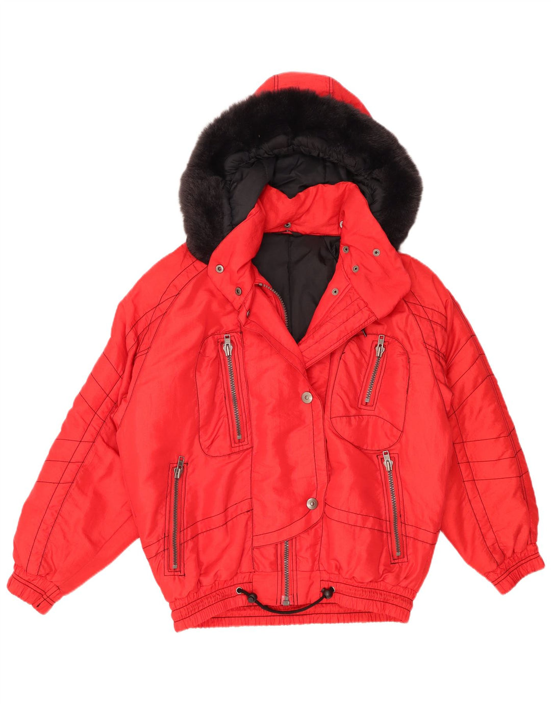 Jaqueta feminina acolchoada com capuz grande C&A EU 36 pequena poliamida vermelha