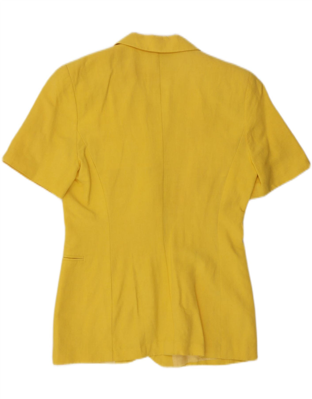 Jaqueta blazer feminina vintage de manga curta com 2 botões Reino Unido 12 amarelo médio