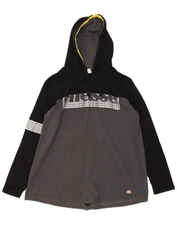 Ellesse moletom com capuz gráfico feminino UK 16 grande cinza colorblock algodão