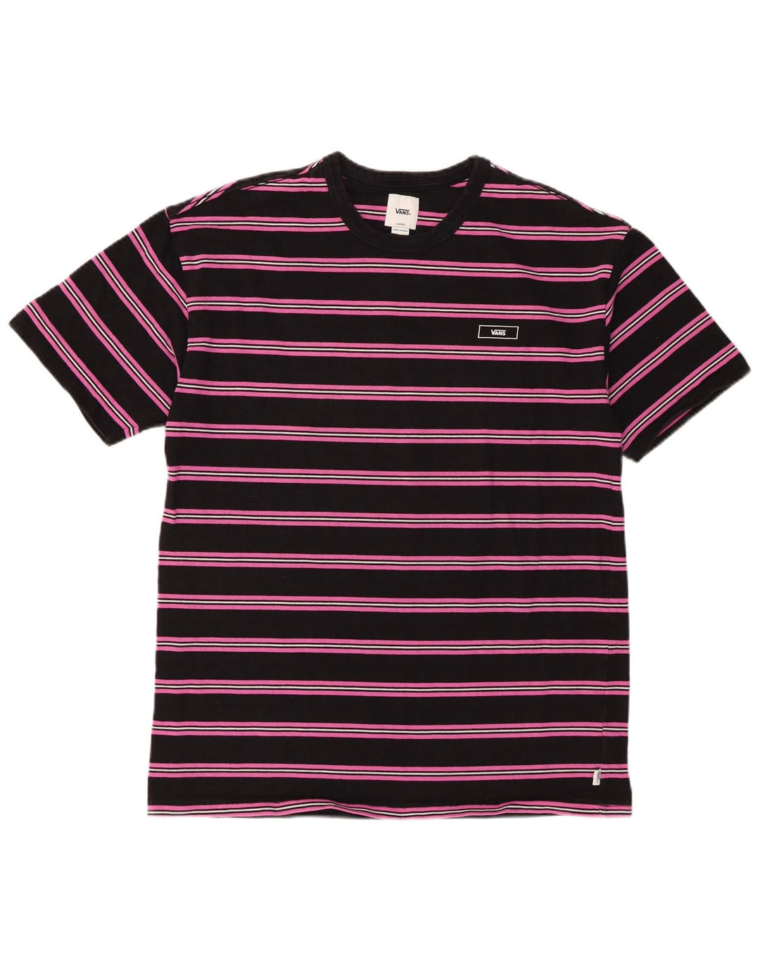 Camiseta masculina Vans grande algodão listrado preto