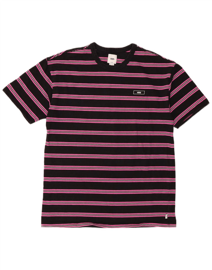Camiseta masculina Vans grande algodão listrado preto