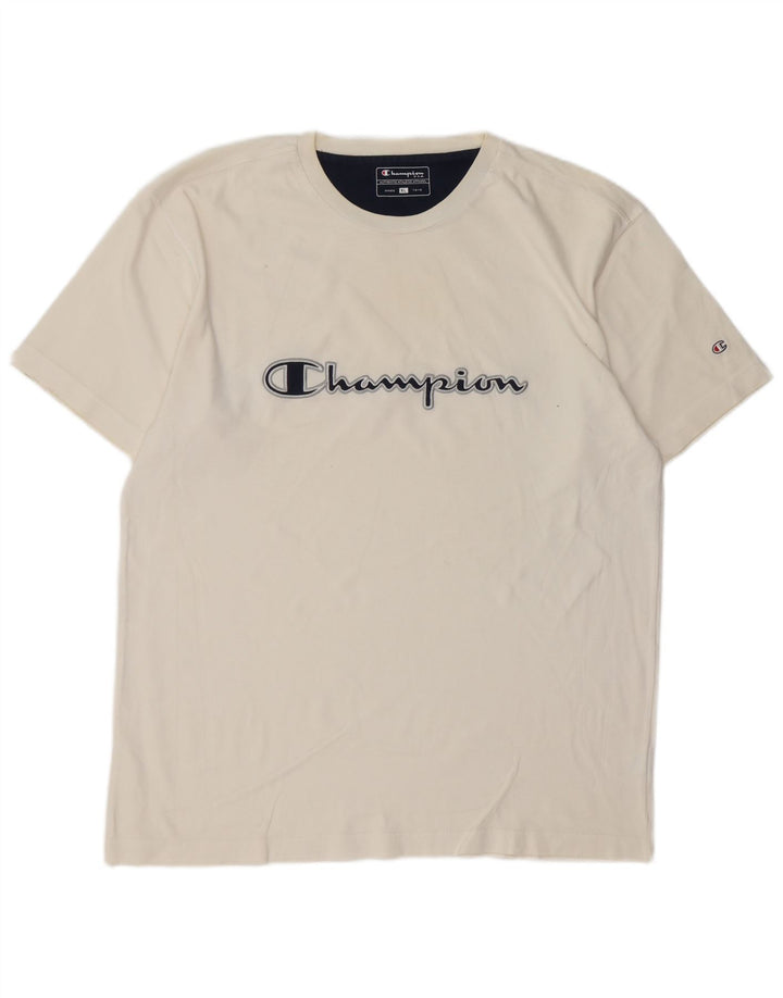 Camiseta masculina gráfica CHAMPION Top XL algodão branco