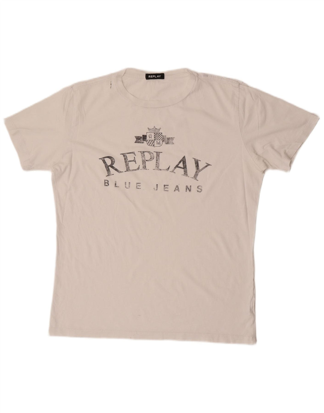 Camiseta masculina Replay gráfica grande grande branca