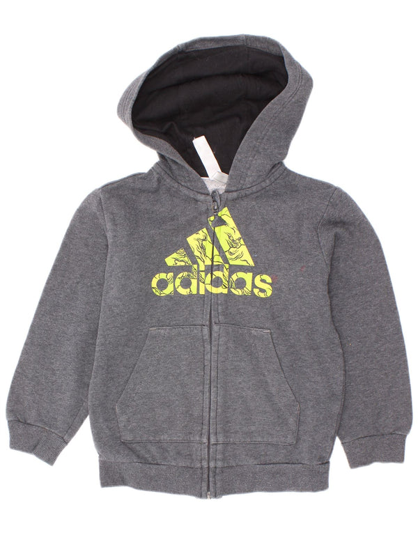Suéter Adidas Boys Graphic Zip com capuz 2-3 anos cinza algodão