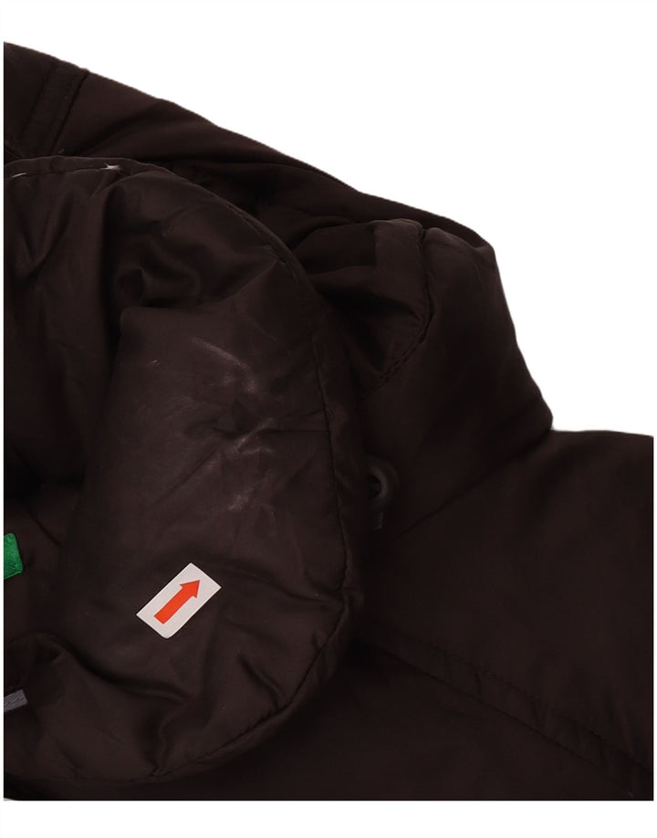 Jaqueta feminina acolchoada com capuz e capuz Benetton UK 10 pequena marrom inverno