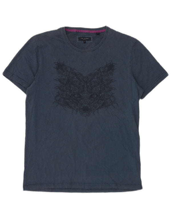 Camiseta gráfica masculina Ted Baker tamanho superior 4 grande azul marinho