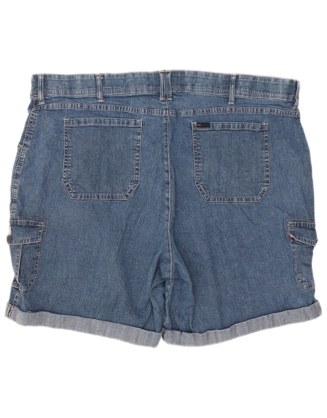 Shorts jeans cargo feminino Lee US 22 3XL W42 algodão azul