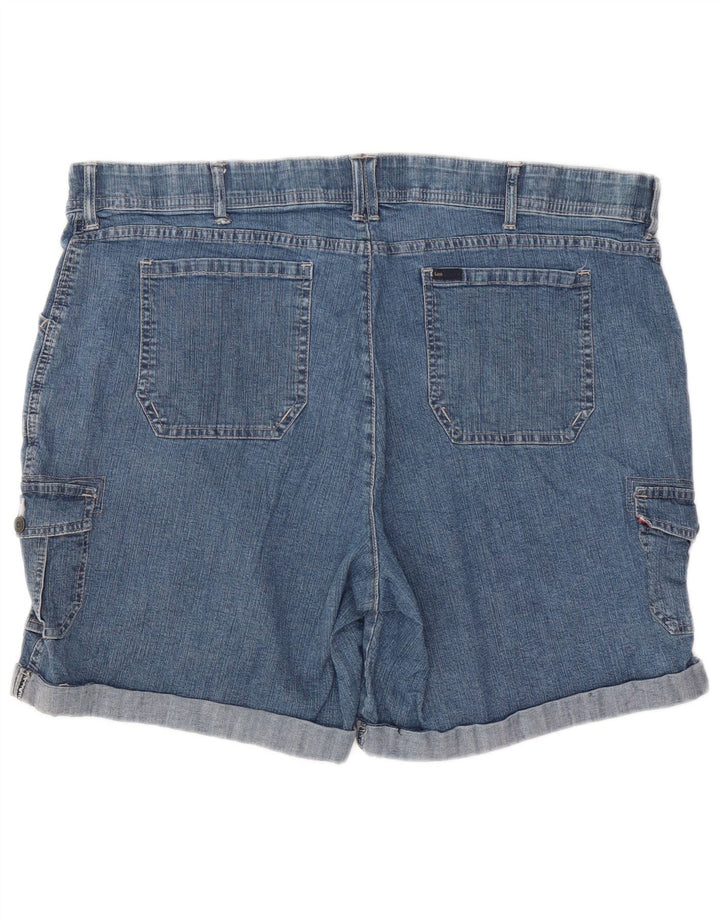 Shorts jeans cargo feminino Lee US 22 3XL W42 algodão azul