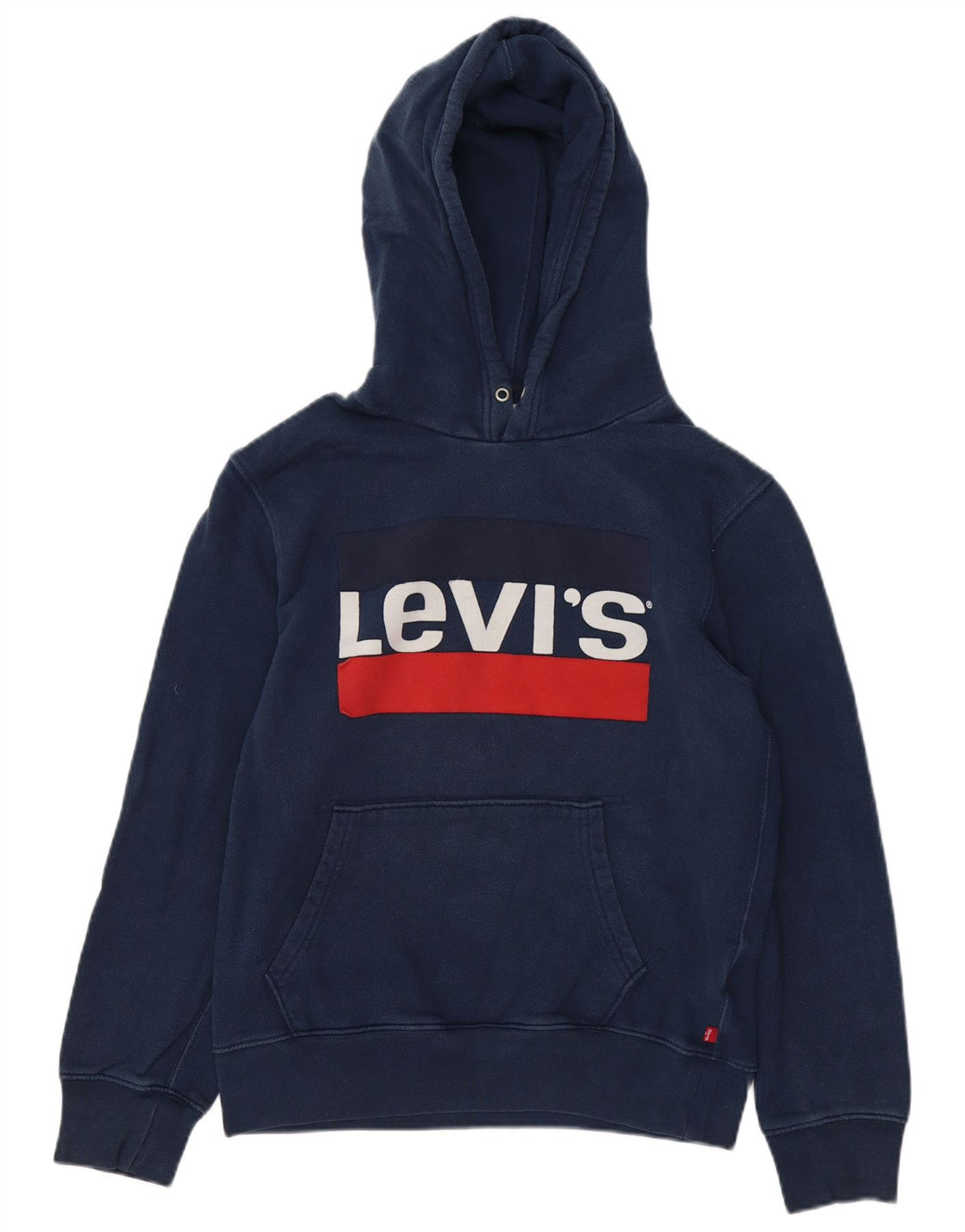 LEVI'S Mens Graphic Hoodie Jumper Small Navy Blue Cotton
