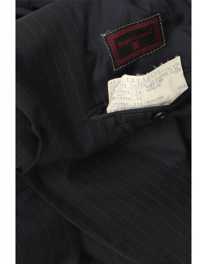 Biagiotti Uomo Jaqueta blazer masculina de 3 botões IT 52 XL risca de giz azul marinho