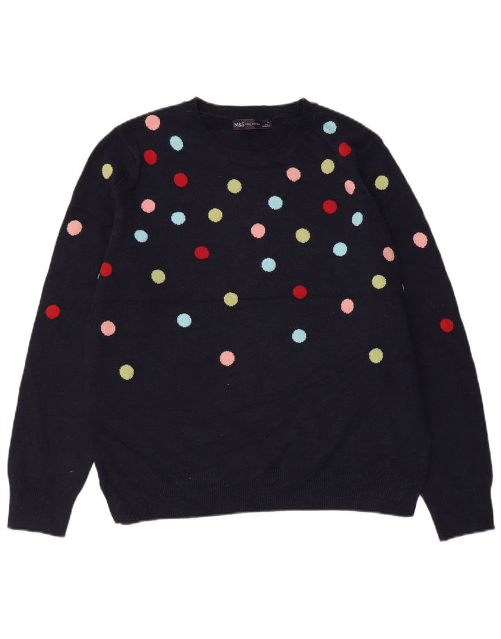 Suéter feminino MARKS & SPENCER com gola redonda Reino Unido 14 médio azul marinho