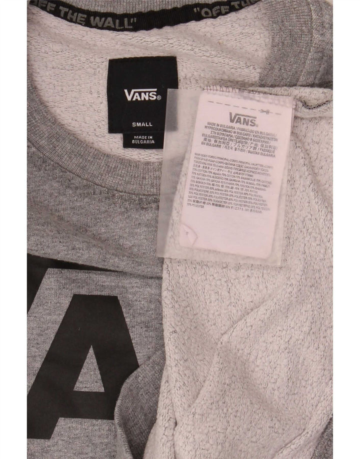 Vans Mens Graphic Moletom Jumper Pequeno Cinza Flecked Algodão
