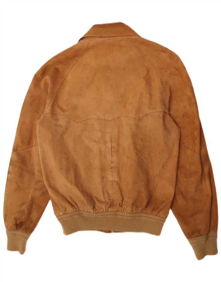 Jaqueta bomber masculina vintage de camurça UK 38 marrom médio