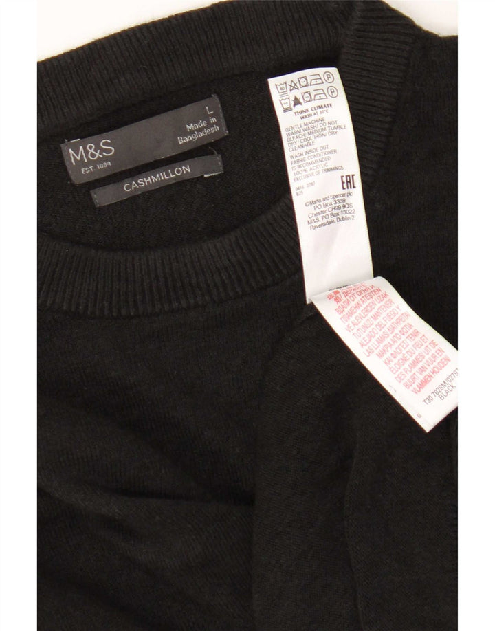 Suéter masculino Marks & Spencer com gola redonda, acrílico preto grande