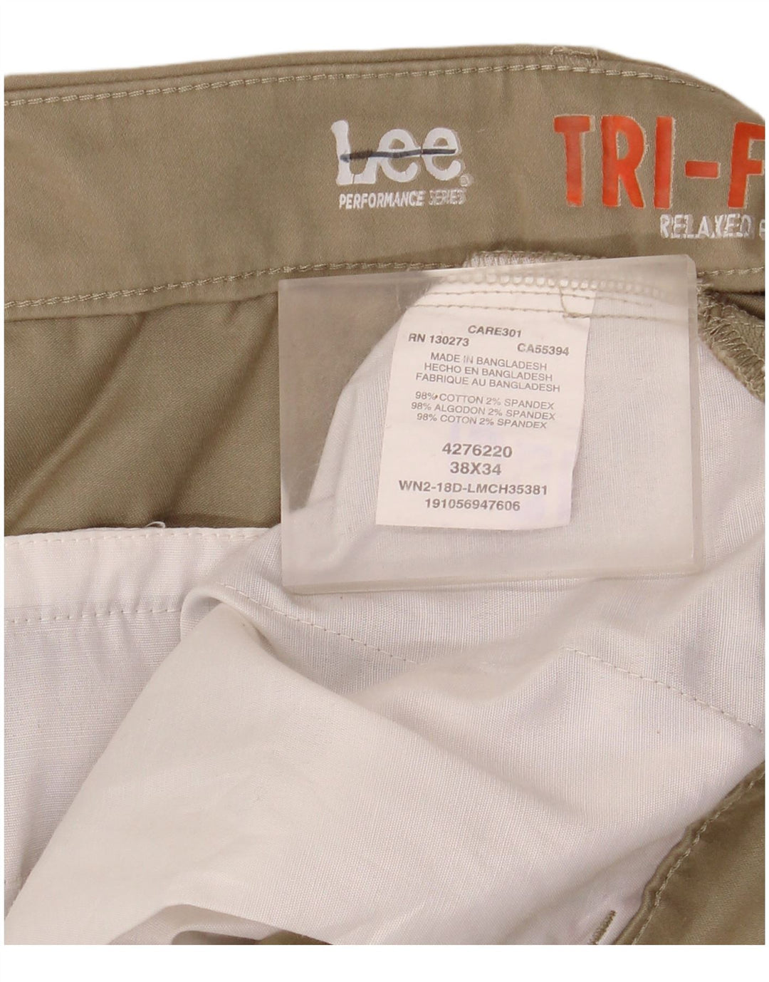 Lee Mens Calças Chino Relaxadas W38 L34 Algodão Bege
