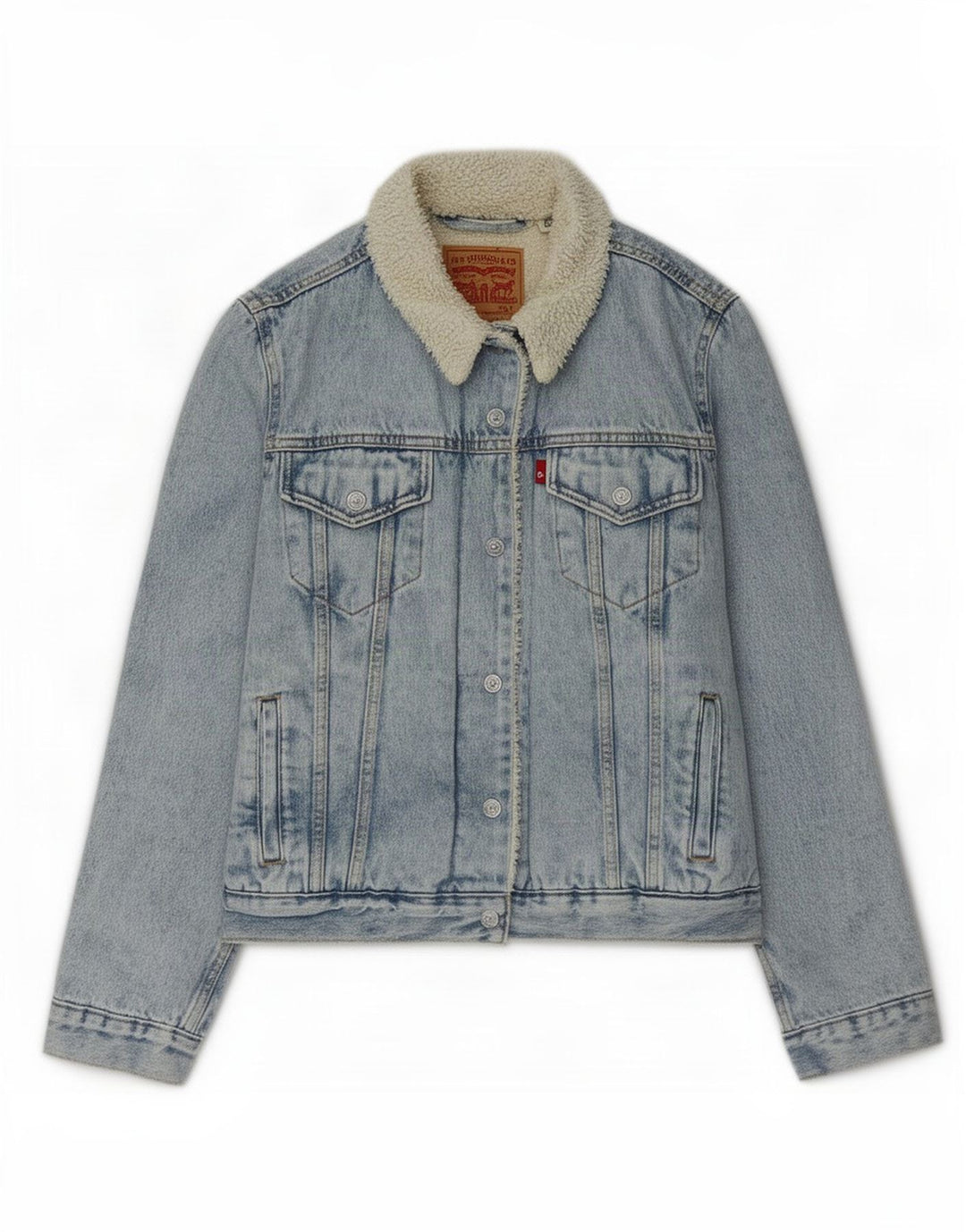 Jaqueta jeans feminina Levi's Sherpa Reino Unido 16 grande azul poliéster