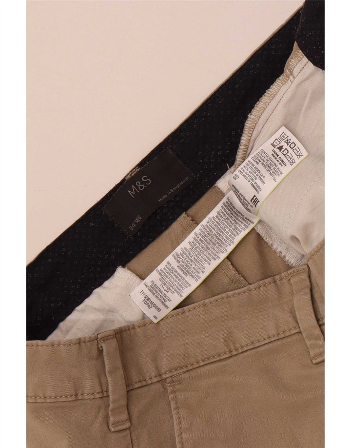 Shorts Chino Masculino Marks & Spencer W34 Grande Algodão Marrom
