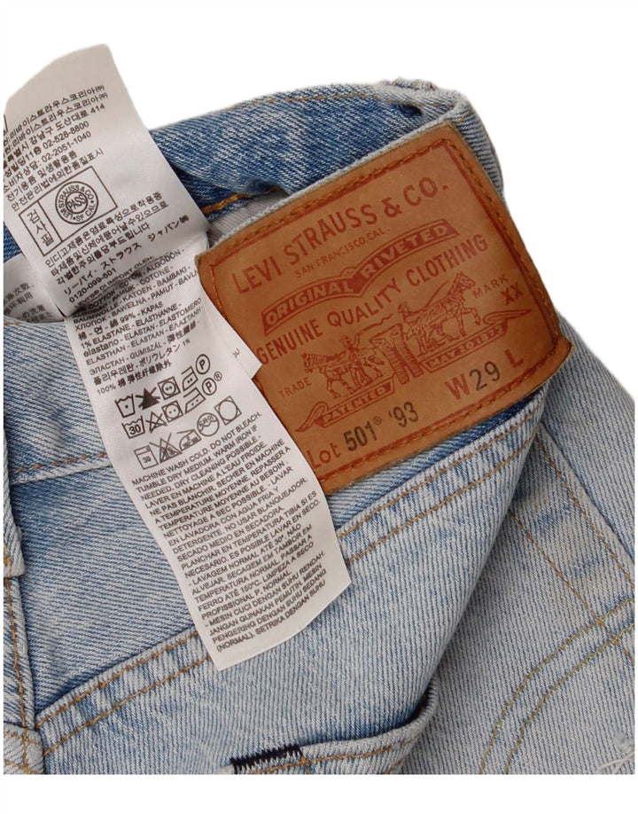 Shorts jeans feminino Levi's 501 de cintura alta desgastado W29 azul médio