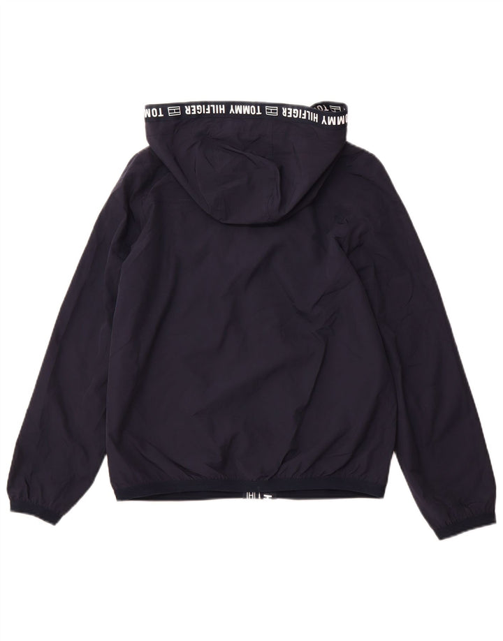 Jaqueta de chuva feminina com capuz gráfico TOMMY HILFIGER Reino Unido 6 XS azul marinho
