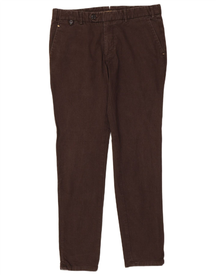Zara Mens Slim Suit Calças EU 42 Grande W32 L32 Marrom