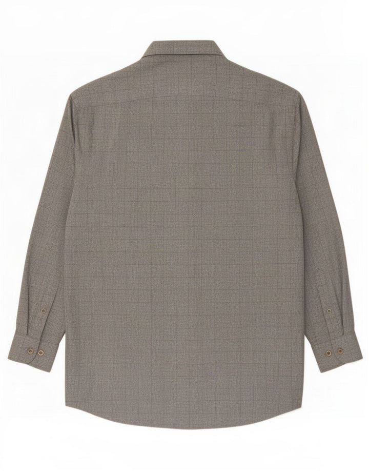 Camisa alta masculina Massimo Dutti tamanho 42 viscose xadrez cinza grande