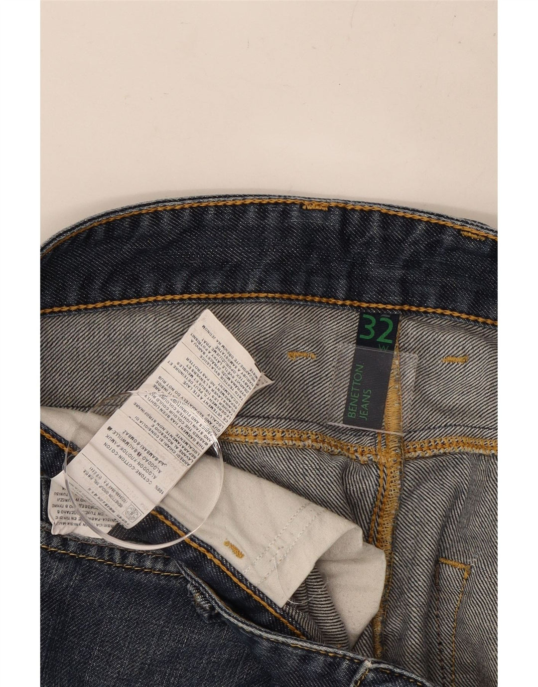 Jeans retos femininos BENETTON W32 L30 algodão azul marinho