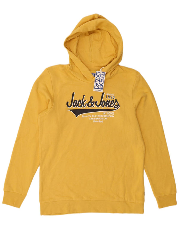 Suéter com capuz gráfico Jack & Jones Boys 15-16 anos algodão amarelo