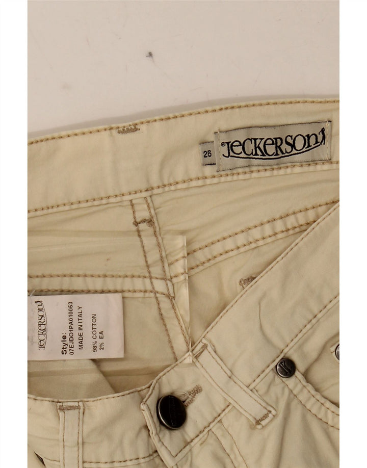 JECKERSON Womens Slim Casual Trousers W26 L31 Off White Cotton Vintage Jeckerson and Second-Hand Jeckerson from Messina Hembry 