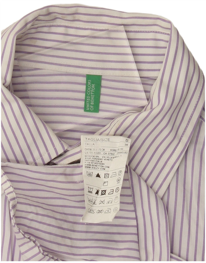 Camisa masculina Benetton pequena listrada roxa de algodão