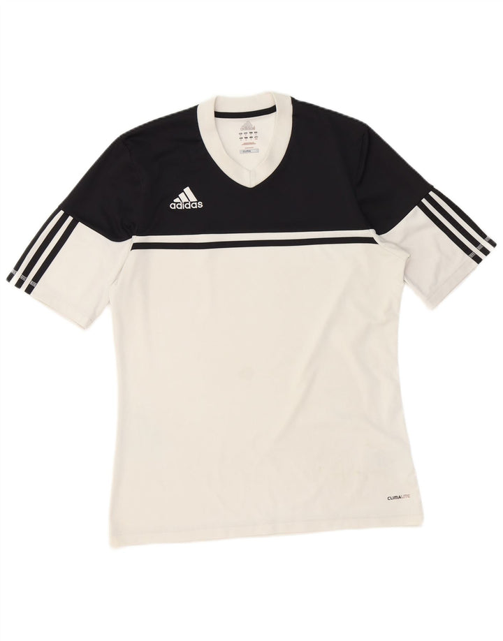 Adidas Mens Climalite Camiseta Top Médio Branco Colourblock Poliéster