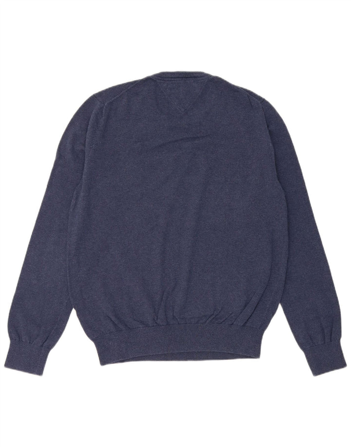 Suéter masculino Tommy Hilfiger com gola redonda, algodão azul marinho médio