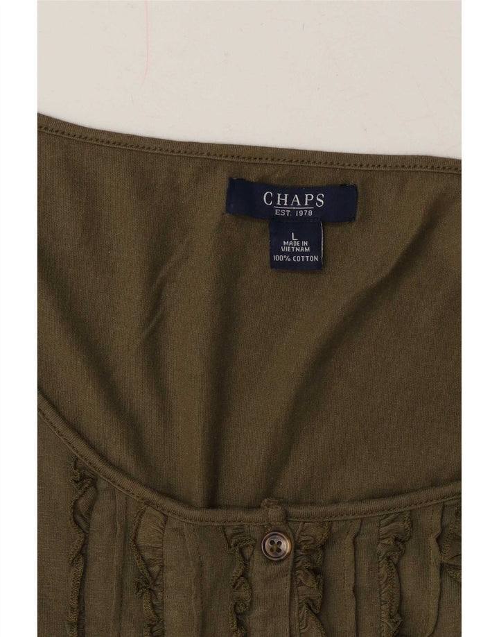 Camiseta feminina Chaps UK 16 grande algodão cáqui