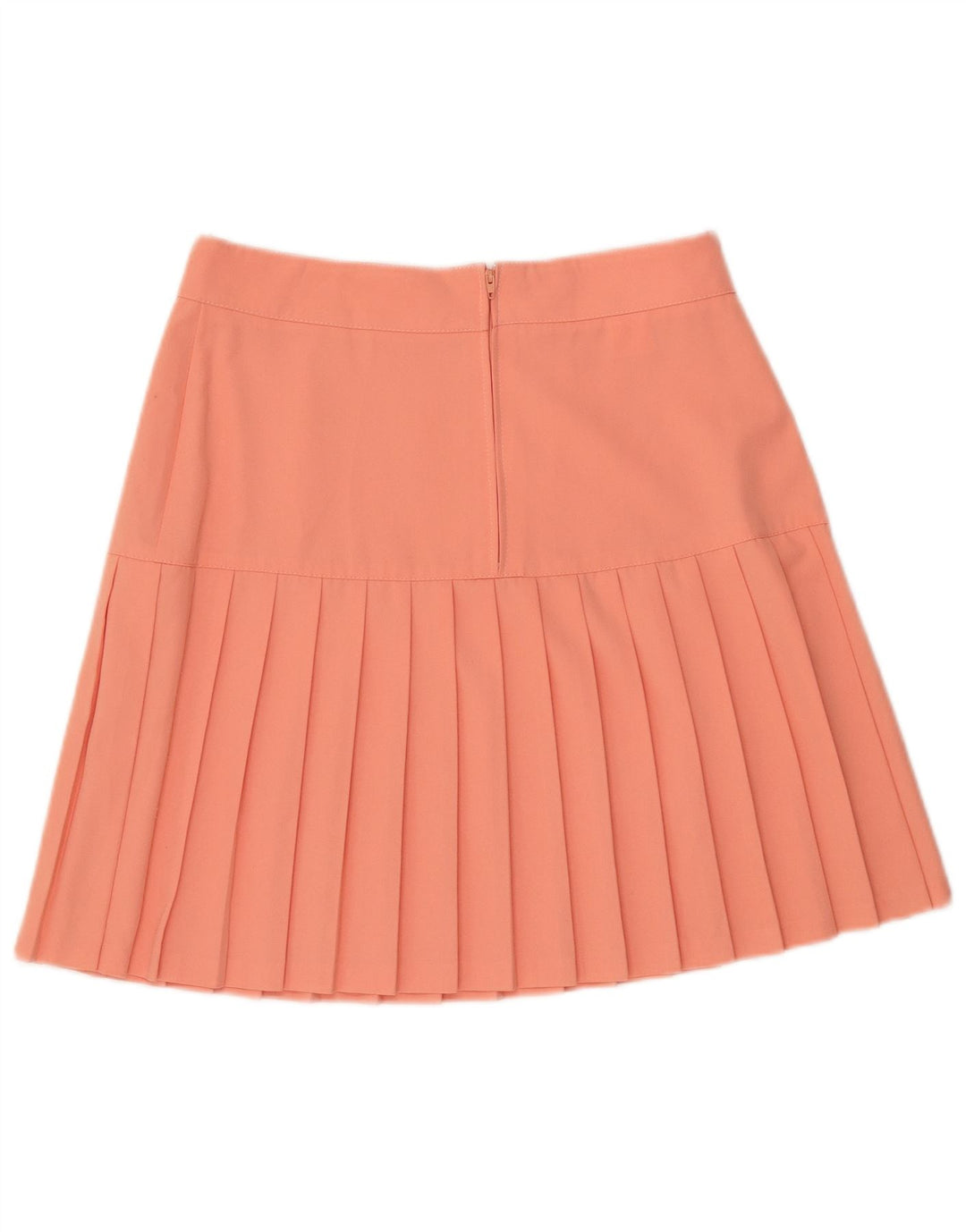 Saia plissada feminina vintage EU 42 grande poliéster laranja W30