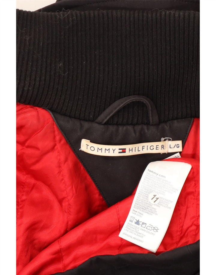 Casaco corta-vento feminino TOMMY HILFIGER UK 16 grande poliéster preto