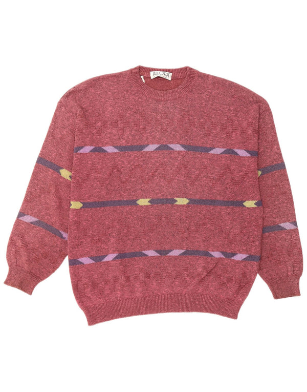 Suéter masculino ALLORA com gola redonda IT 56 2XL algodão geométrico borgonha
