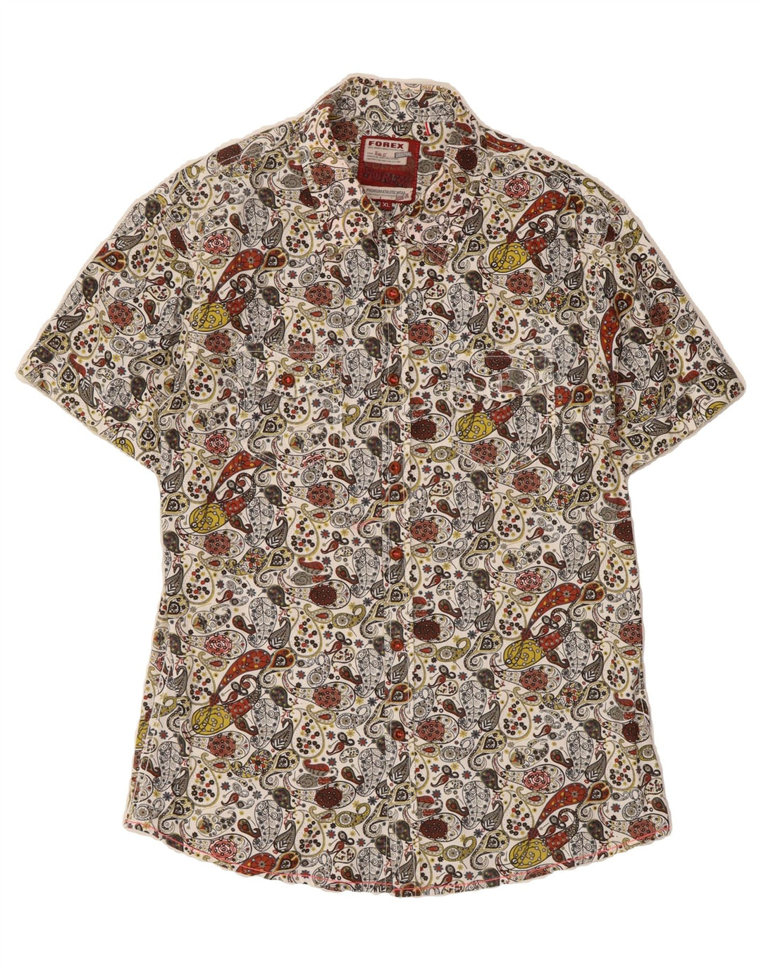 FOREX Mens Short Sleeve Shirt XL Green Paisley Cotton Vintage Forex and Second-Hand Forex from Messina Hembry 