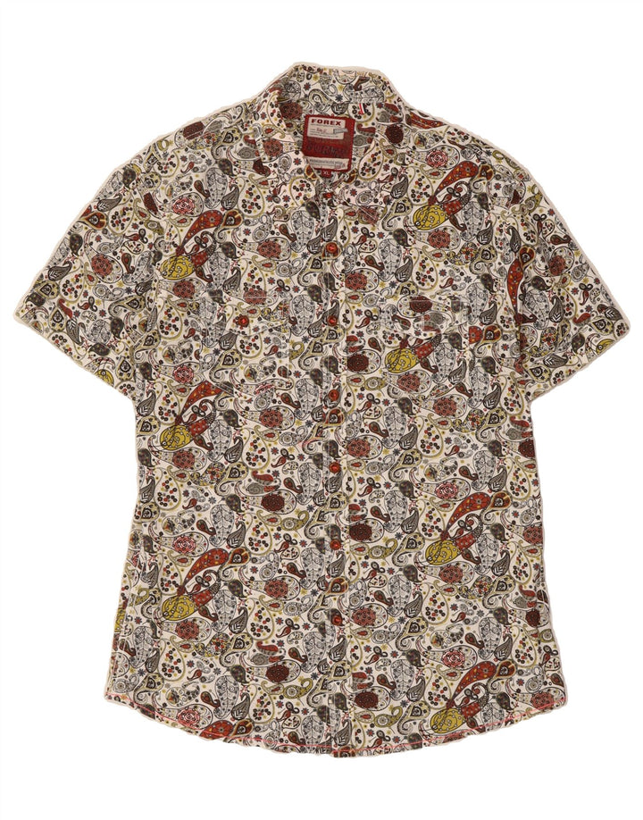 FOREX Mens Short Sleeve Shirt XL Green Paisley Cotton Vintage Forex and Second-Hand Forex from Messina Hembry 