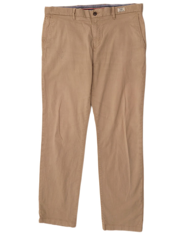 Tommy Hilfiger Mens Slim Fit Chino Calças W36 L32 Algodão Bege
