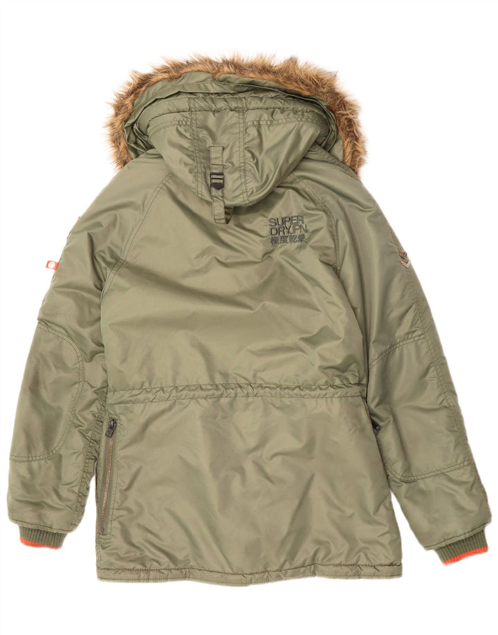 Jaqueta Parka masculina SUPERDRY com capuz Reino Unido 36 Nylon verde pequeno