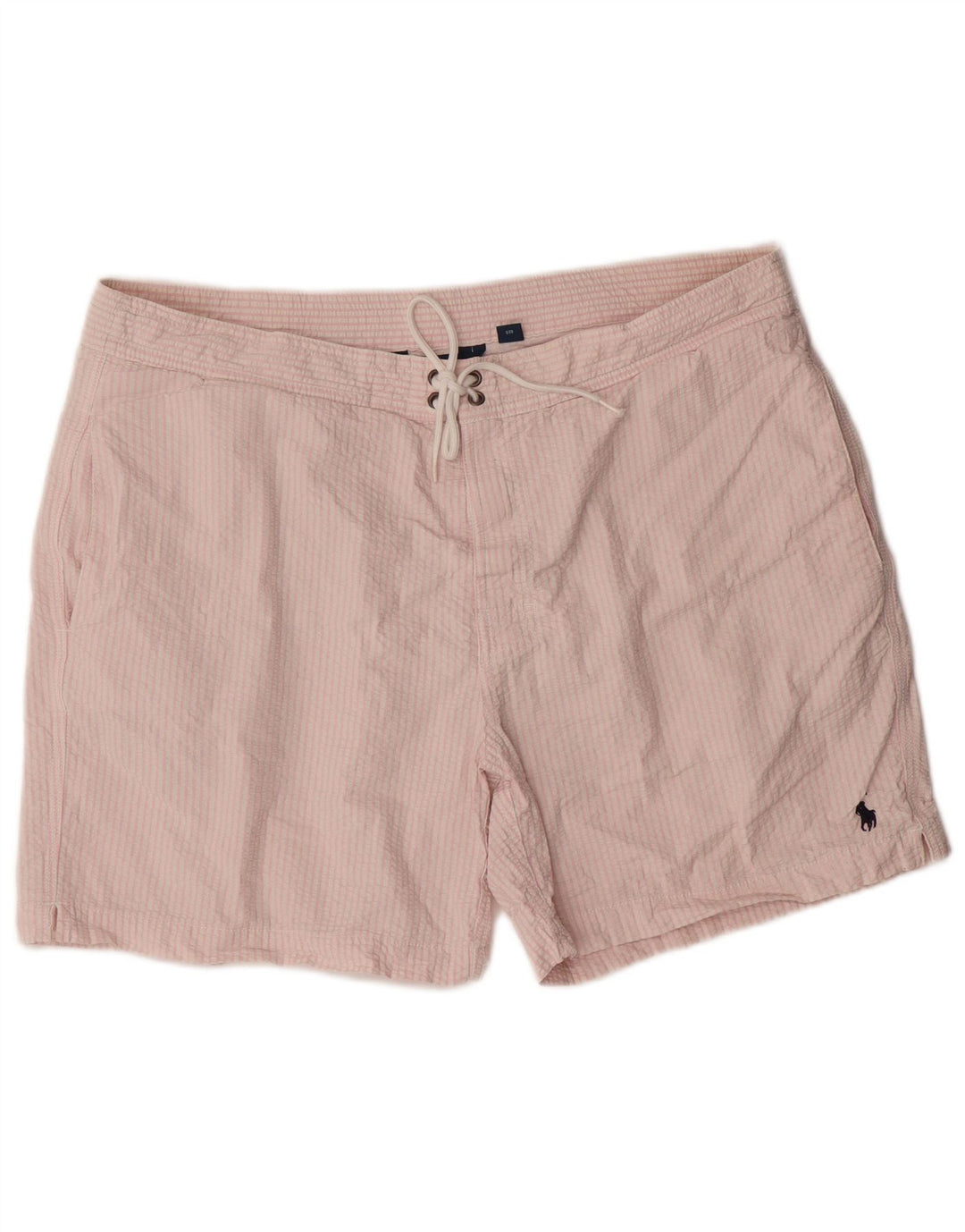 POLO RALPH LAUREN Shorts de natação masculino médio rosa algodão listrado