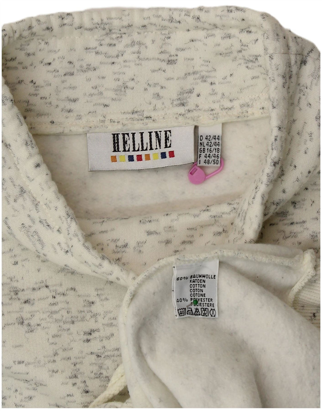 Suéter feminino HELLINE UK 16/18 XL algodão manchado branco