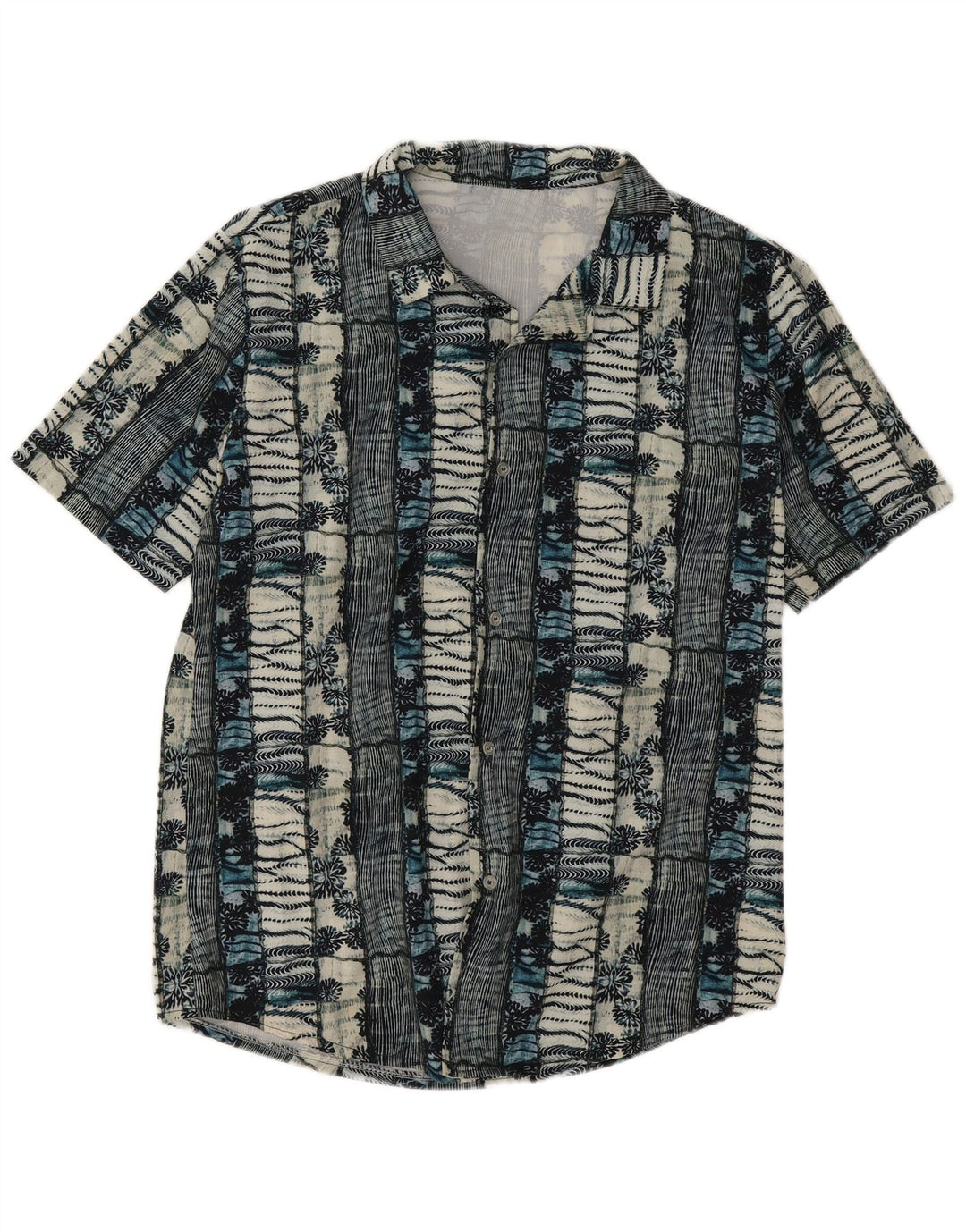Camisa masculina vintage de manga curta grande floral multicolorida
